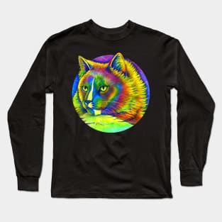 Psychedelic Rainbow Cat Long Sleeve T-Shirt